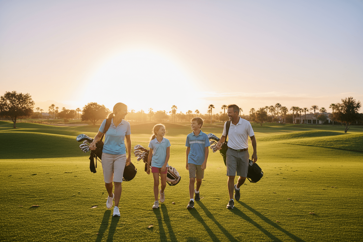 Family enjoying golf together