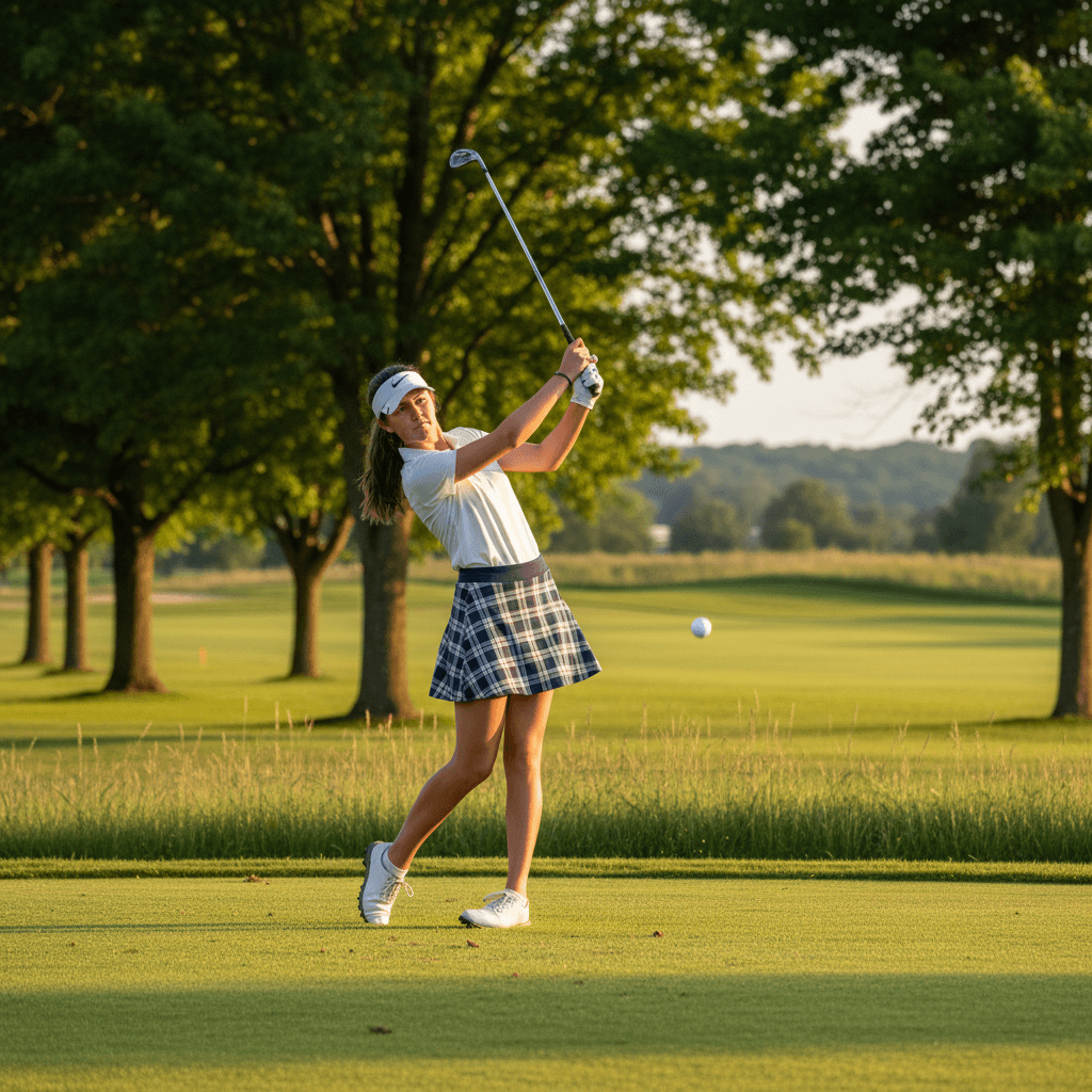 Junior golfer mid-swing