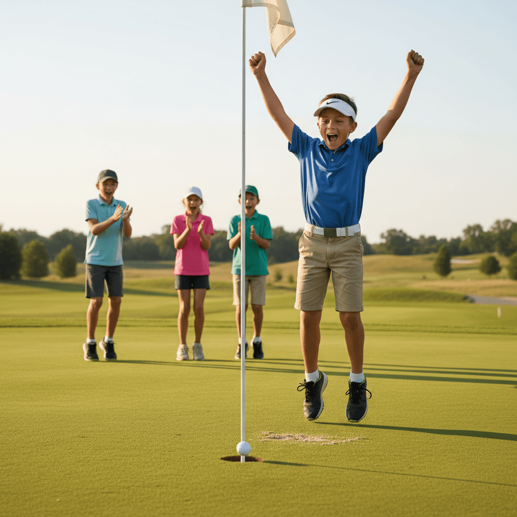 Successful putt celebration